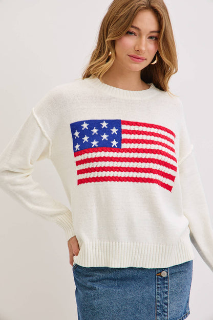 Sweet Lovely by Jen - AMERICAN FLAG SWEATER TOP