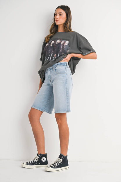 JUST BLACK DENIM - BH492J - LT - Stretch Longer Length Short