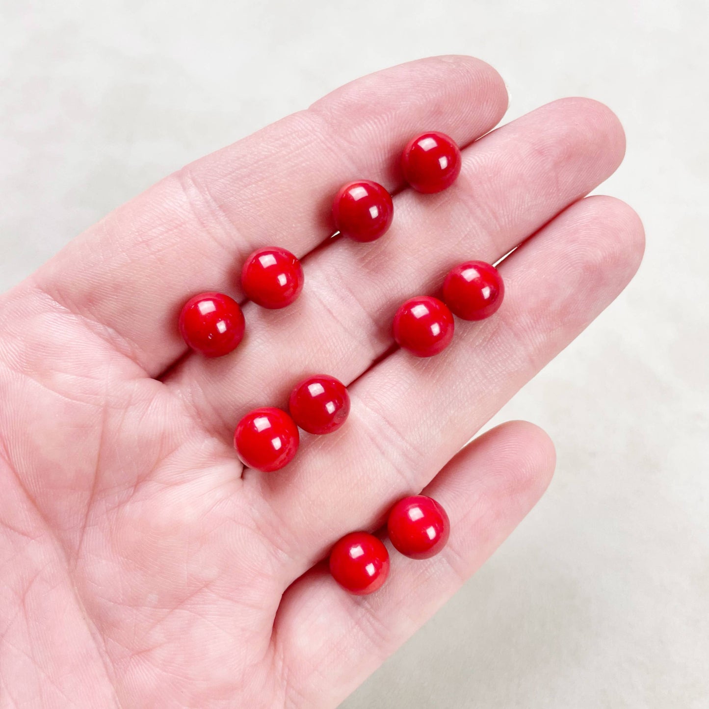 Ewelina Pas Jewelry - Silver 8mm Red Coral Orb Stud Earrings