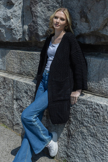 SAACHI - Long Sleeve Kimono Cable Knit Cardigan