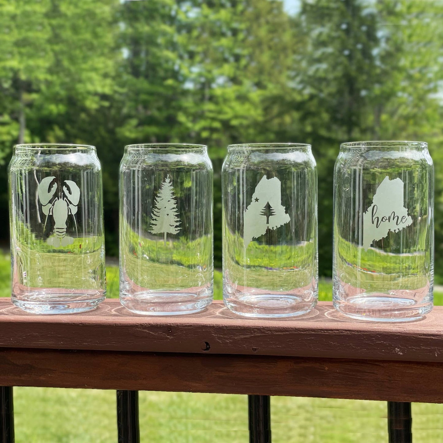 Reclaimed Maine Co. - Nature Inspired Etched Beer Can Glasses | Maine Gifts: Pine Tree State Flag