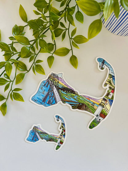 Irene Lynch Art - Cape Cod Map Sticker | Coastal Souvenir Stickers