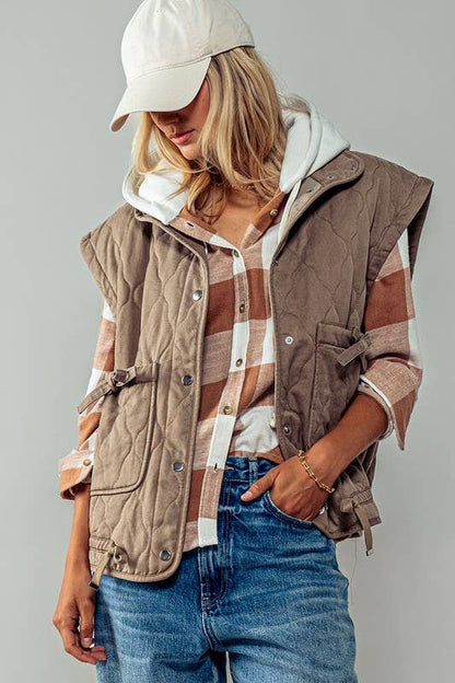 Urban Daizy - FRESH AIR QUILTED VEST : PINK / S-2/M-2/L-2