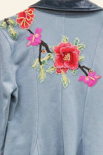 Aratta - Elise Embellished Blazer: Vintage Blue / XS