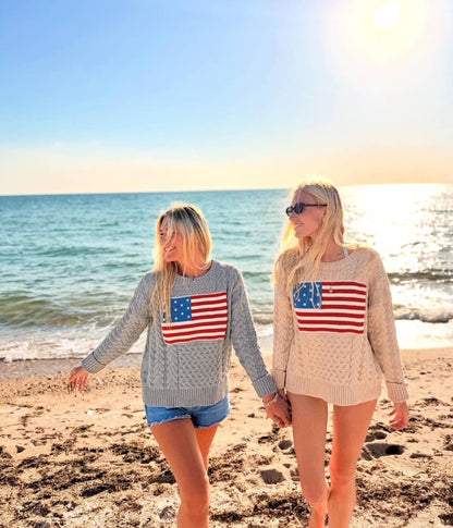 Pink Pineapple - Cable Flag Sweater in 5 colors