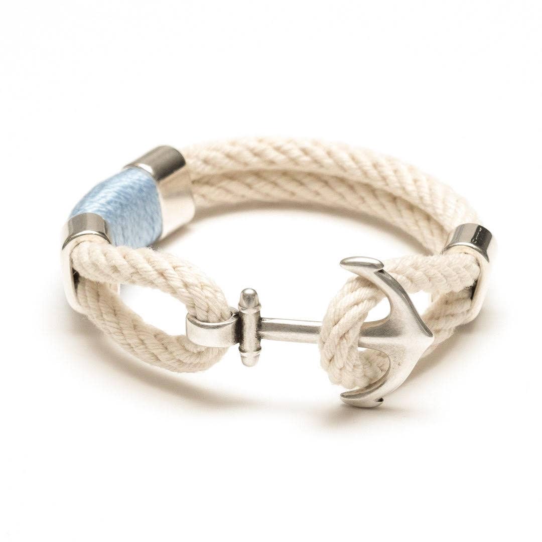 Allison Cole Jewelry - Waverly - Ivory/Light Blue/Silver - Nautical Anchor Bracelet: S