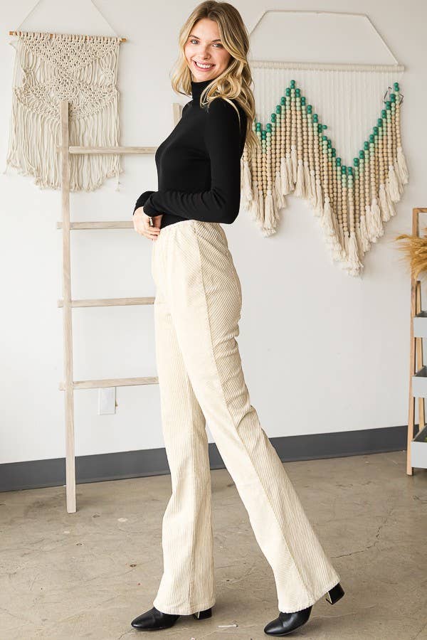 Oli&Hali - WASHED CORDUROY BOOTCUT PANTS - JP0082: CAMEL / L