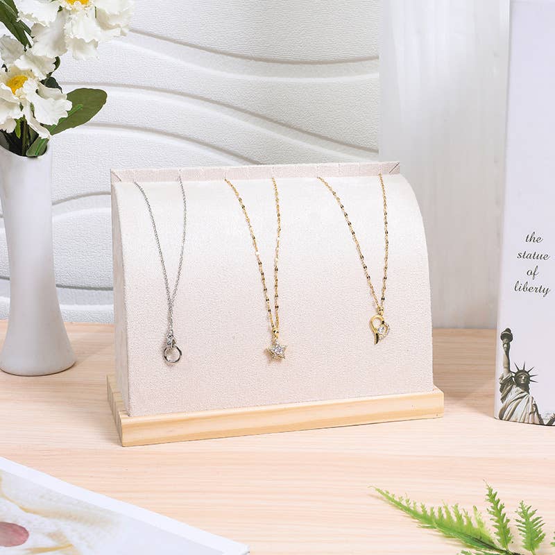 Zakka - Necklace Bracelet Display Stand Stylish Jewelry Organizer : White Leather