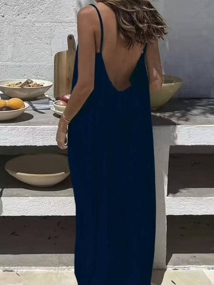 Rosa Clothing - Boho Beach Backless Tie Multi Color Cami Dress