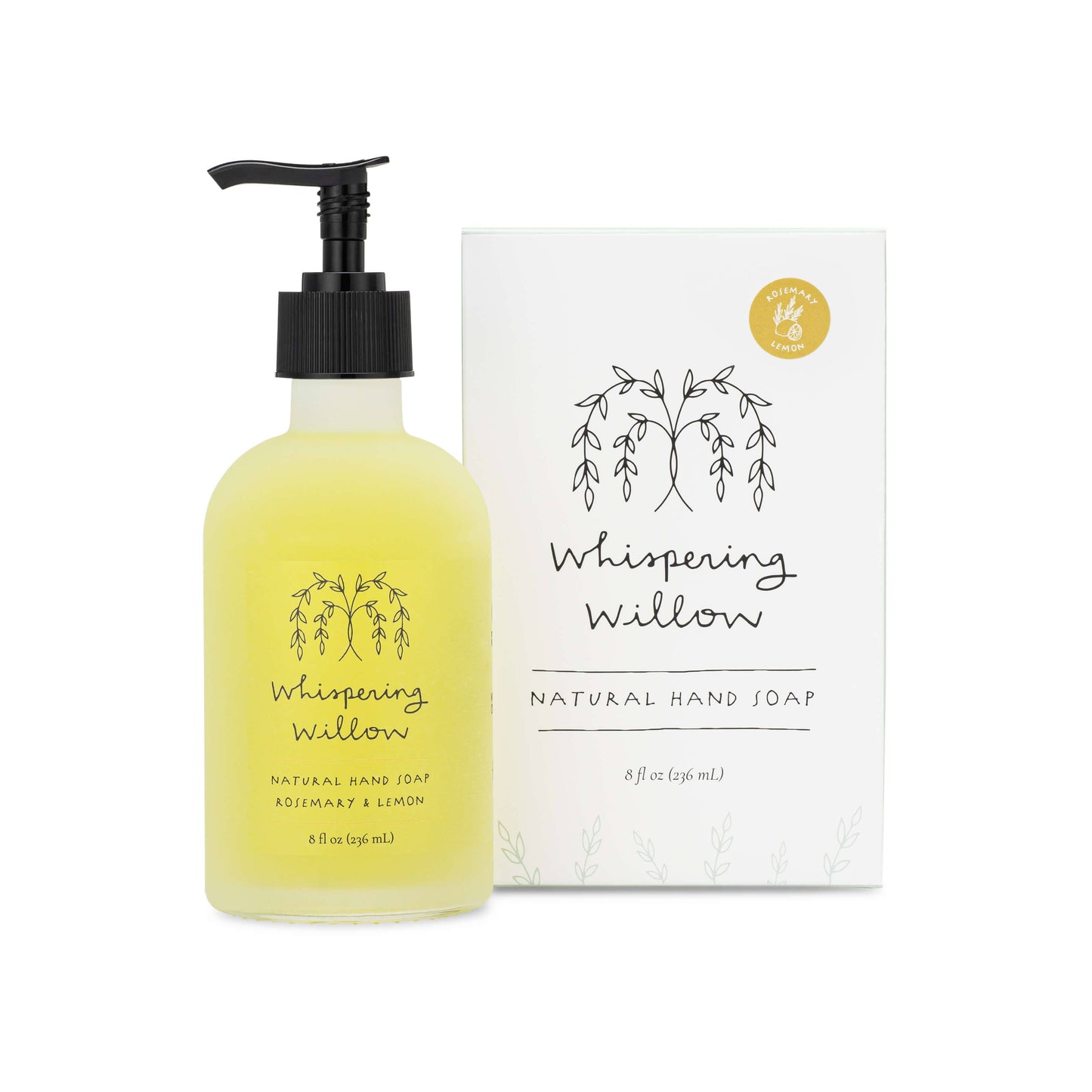 Whispering Willow - Rosemary & Lemon Hand Soap - 8oz Glass Pump (Seasonal)