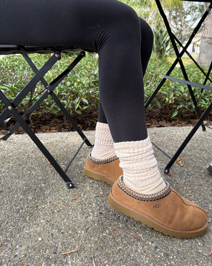 Grounded Grip Socks - Beige Scrunch Grip Socks for Pilates, Lagree, and Barre
