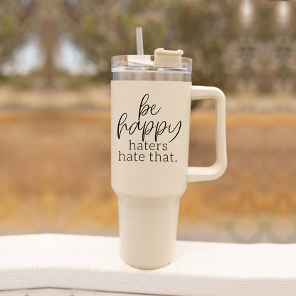 Gia Roma - Mom's Sippy Cup, Back to School Gift, 40 oz Pink Tumbler Lid: Be Happy