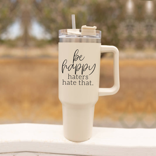 Gia Roma - Mom's Sippy Cup, Back to School Gift, 40 oz Pink Tumbler Lid: Be Happy