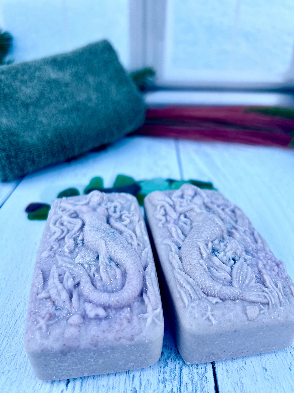 Fairyland Glade - Moon Magic Hidden Sea Glass Salt Soap Bar MADE TO ORDER