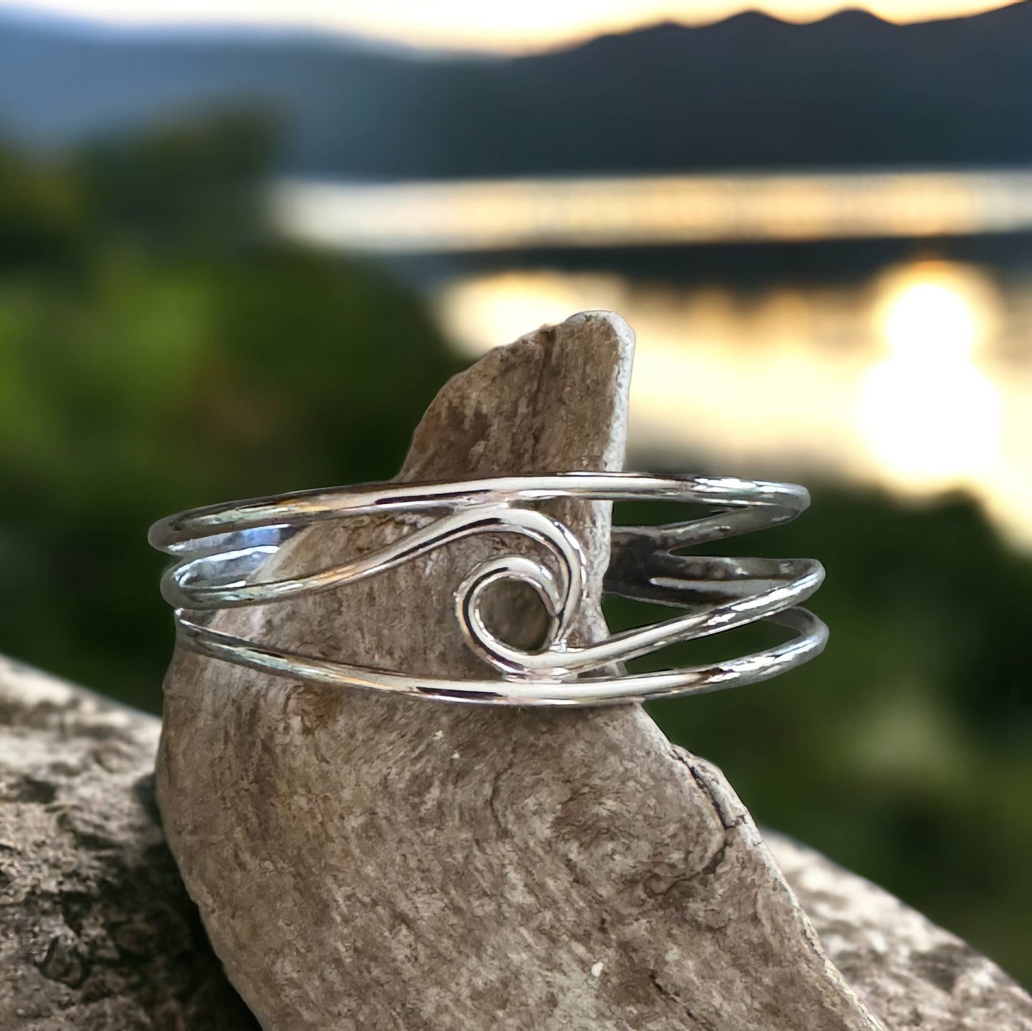 Jackie Gallagher Designs - Handmade Coastal Jewelry - Wave Cuff/Bracelet, Sterling silver