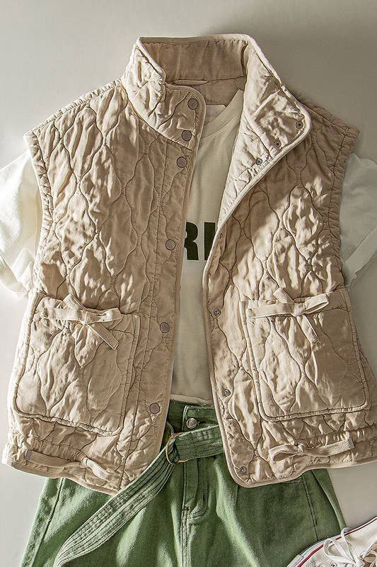 Urban Daizy - FRESH AIR QUILTED VEST : PINK / S-2/M-2/L-2