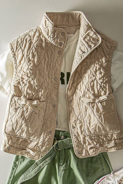Urban Daizy - FRESH AIR QUILTED VEST : PINK / S-2/M-2/L-2