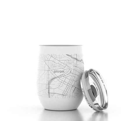 Well Told - Your Town Map 12 oz Insulated Wine Tumbler: White