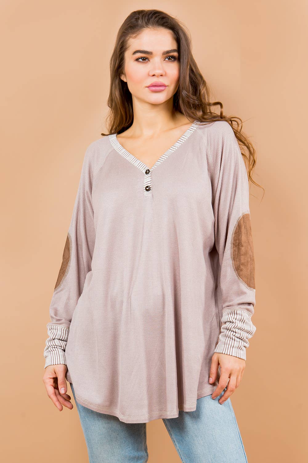 Orange Farm Clothing - Oversized Elbow Patch Tunic-2 Colors: BLACK / X-LARGE