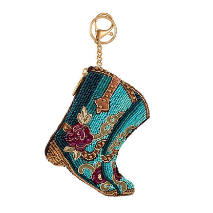 Mary Frances Accessories - Kickin' Around Beaded Cowboy Boots Coin Purse/Key Fob