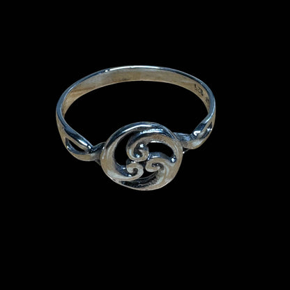 Handmade Coastal Jewelry - Sterling silver scroll wave ring