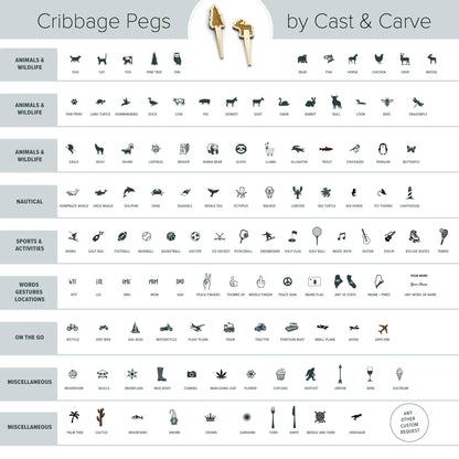 Cast & Carve - Wildlife Mini Travel Cribbage Board & Custom Pegs Set: Anchor / Select best pegs for us