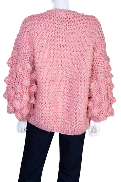 SAACHI - Bauble Sleeve Knit Cardigan Kimono: Pink