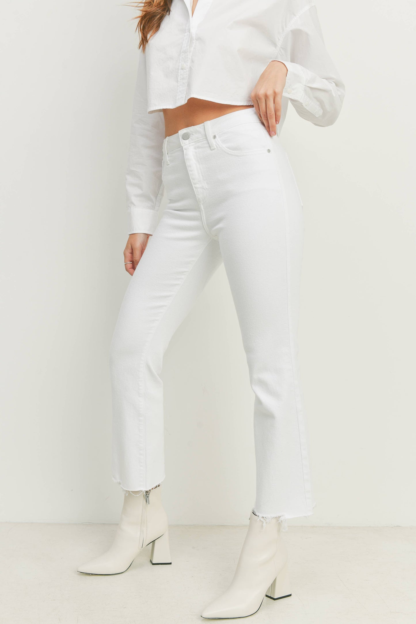 JUST BLACK DENIM - BP420J-A - WHT - Vintage Cropped Flare