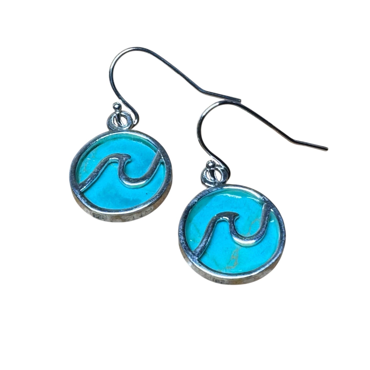 Jackie Gallagher Designs - Handmade Coastal Jewelry - Turquoise Wave Earring, sterling silver