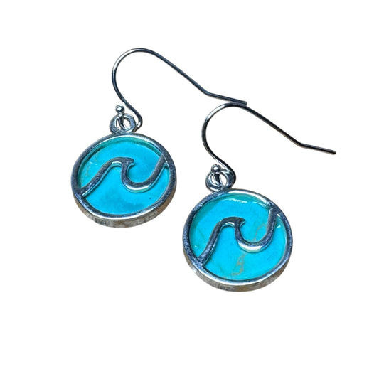 Jackie Gallagher Designs - Handmade Coastal Jewelry - Turquoise Wave Earring, sterling silver