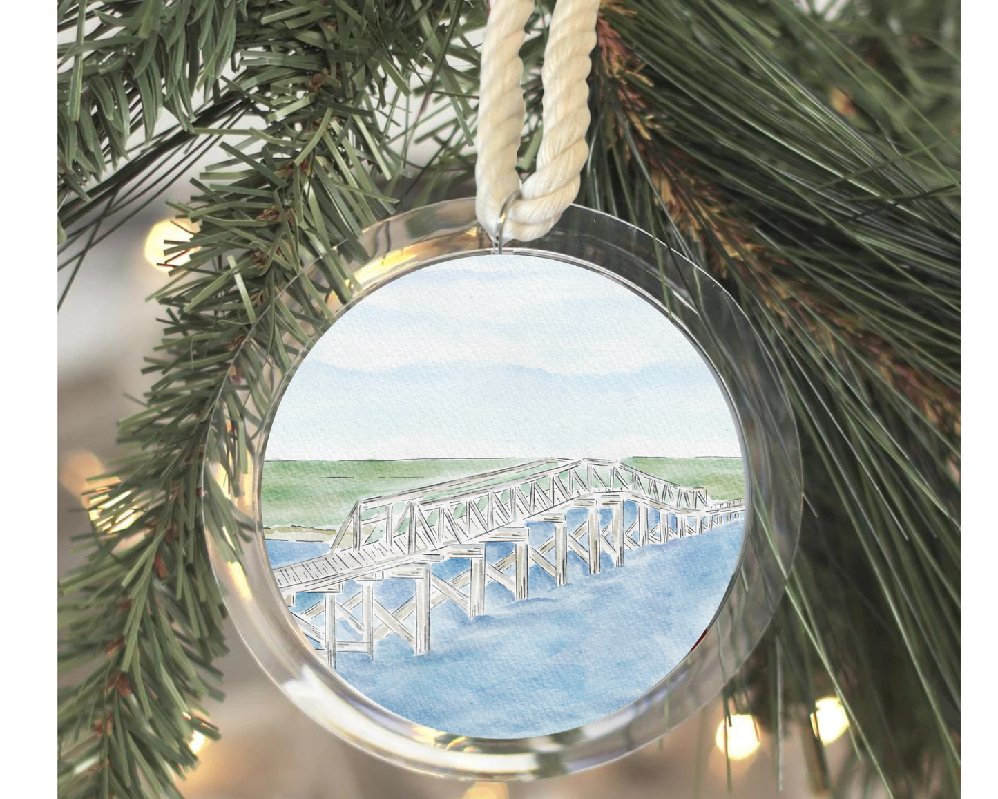 WonderfullyWrittenCo - Sandwich Boardwalk Cape Cod Acrylic Christmas Ornament