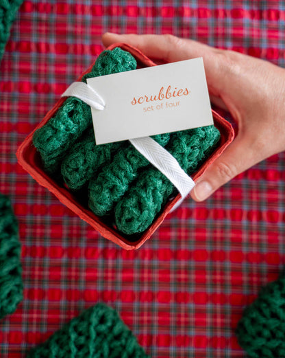 Dot and Army - Christmas Scrubbies in a Berry Basket
