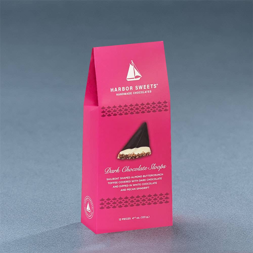 Harbor Sweets - Dark Chocolate Sloops in a grab & Go Gable box 12 pcs