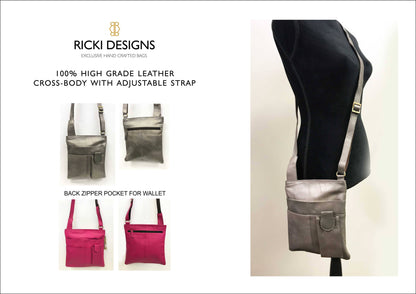 Ricki designs - LEATHER CROSSBODY, I PAD TECH BAG: BLACK