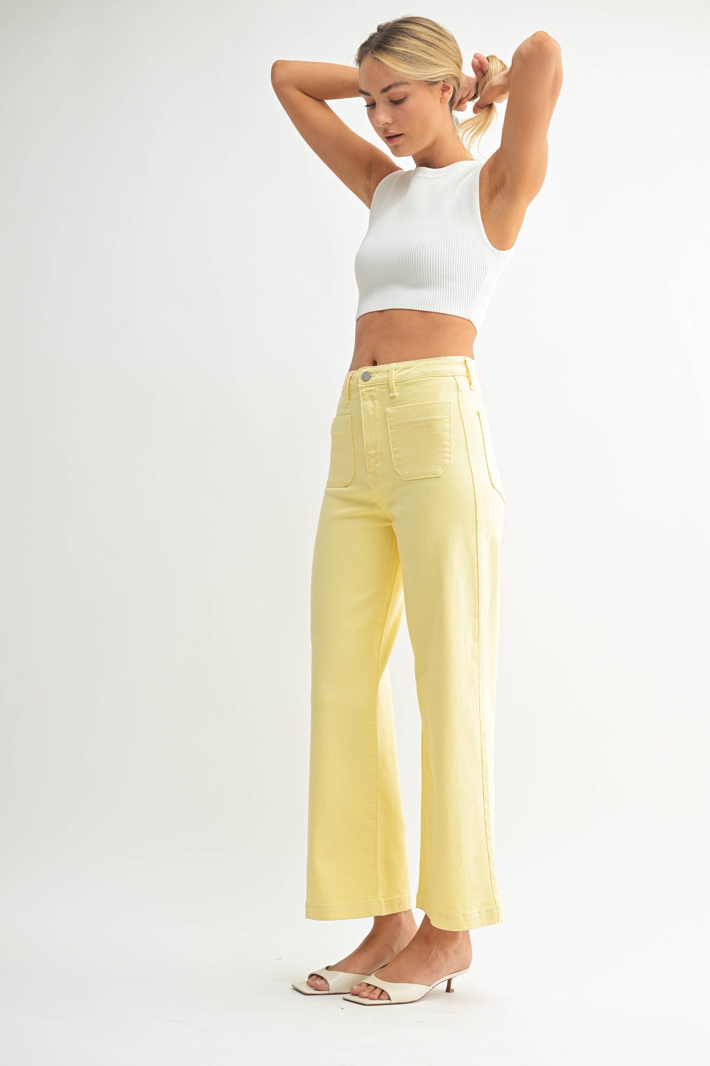 SUNSHINE - Patch Pocket Wide Leg - JUST BLACK DENIM - BP433J