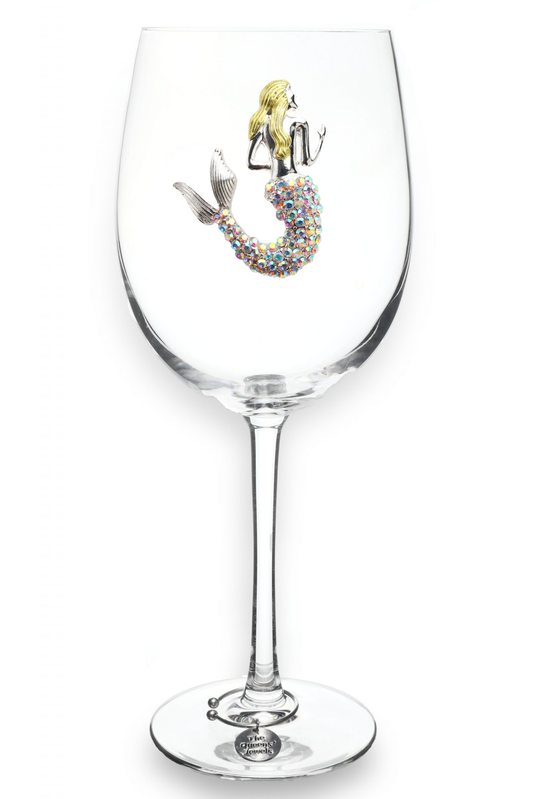The Queens' Jewels® - Aurora Borealis Mermaid Jeweled Stemmed Wine Glass