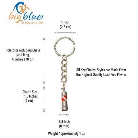 Big Blue by Roland St John - Scuba Tank Keychain with Dive Flag, Scuba Diving Keychain