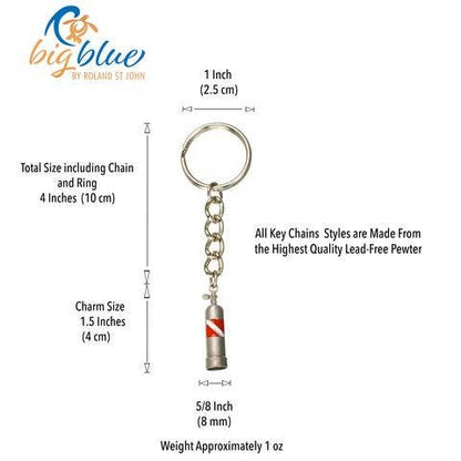 Big Blue by Roland St John - Scuba Tank Keychain with Dive Flag, Scuba Diving Keychain