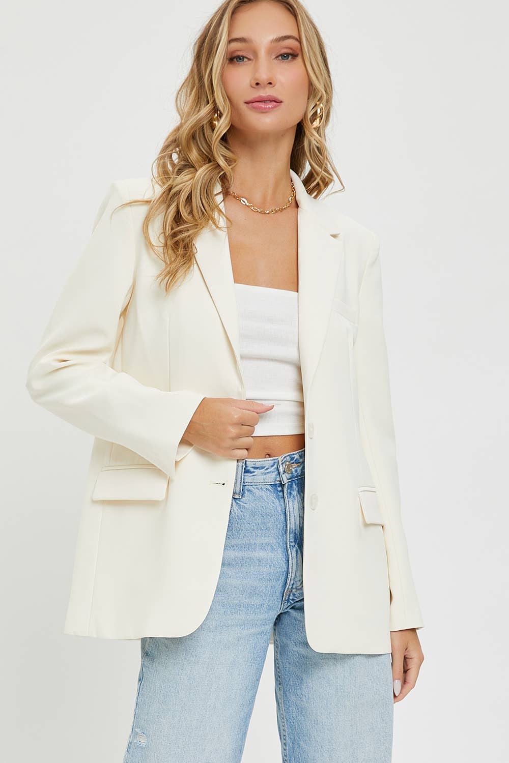 SW1553 OVERSIZED JACKET/BLAZER: BLACK / L