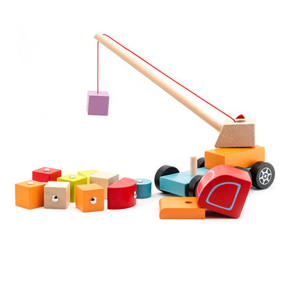 Toysmith - Cubika Wooden Toy Crane Truck