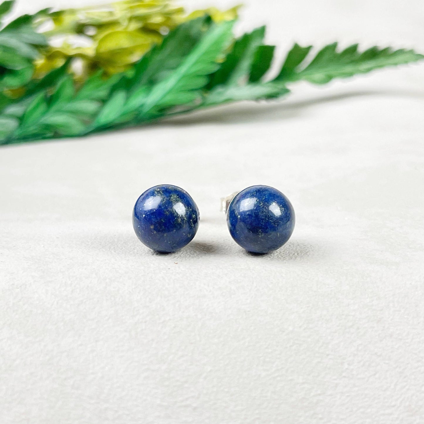 Ewelina Pas Jewelry - Silver 8mm Lapis Lazuli Orb Stud Earrings