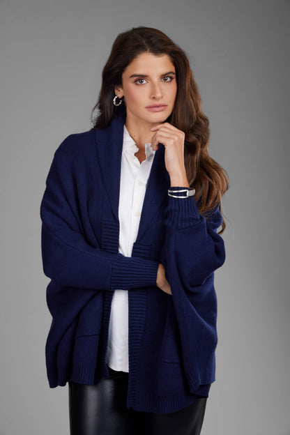 SAACHI - Open Front Oversized Cardigan Sweater: Red