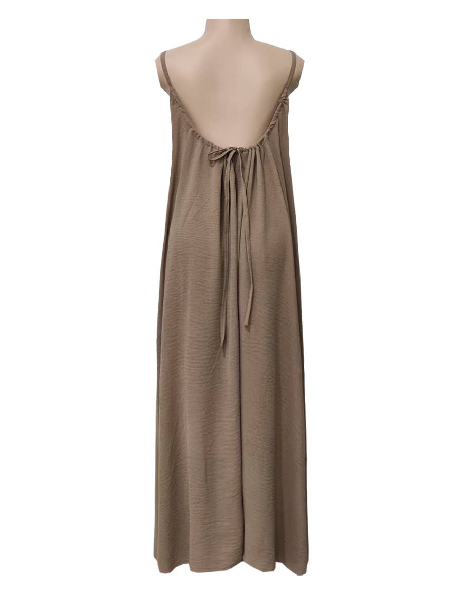 Rosa Clothing - Boho Beach Backless Tie Multi Color Cami Dress
