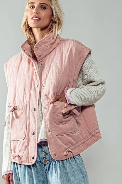Urban Daizy - FRESH AIR QUILTED VEST : PINK / S-2/M-2/L-2