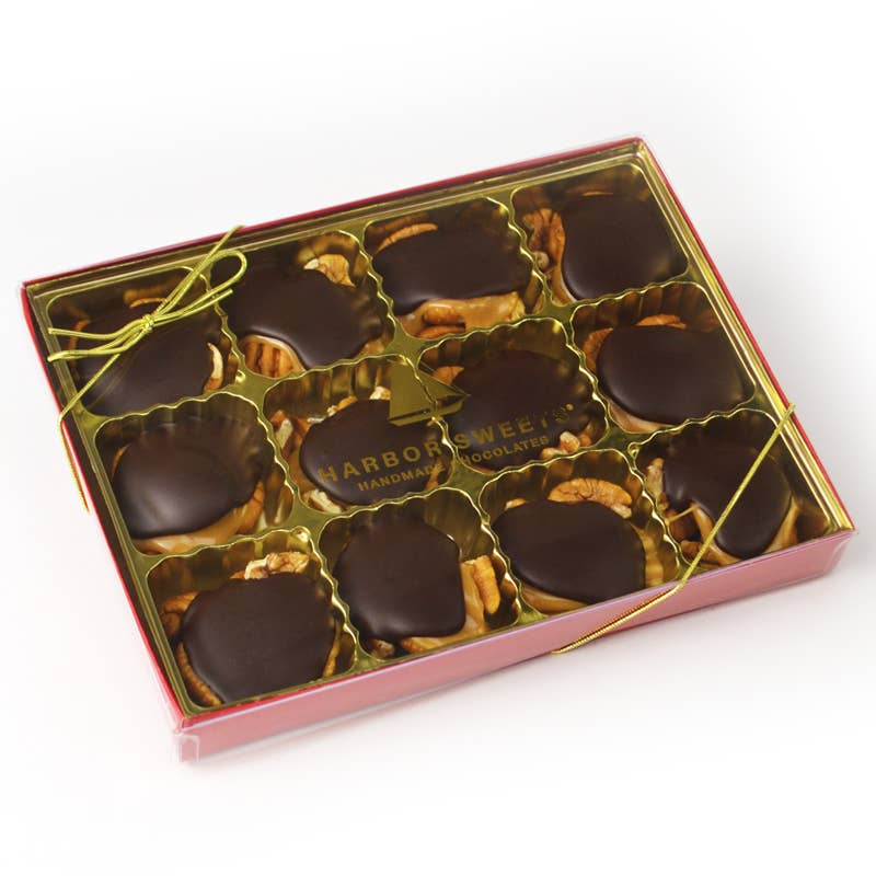Harbor Sweets Chocolates - Chocolate Caramel Pecan Clusters - 12 pc