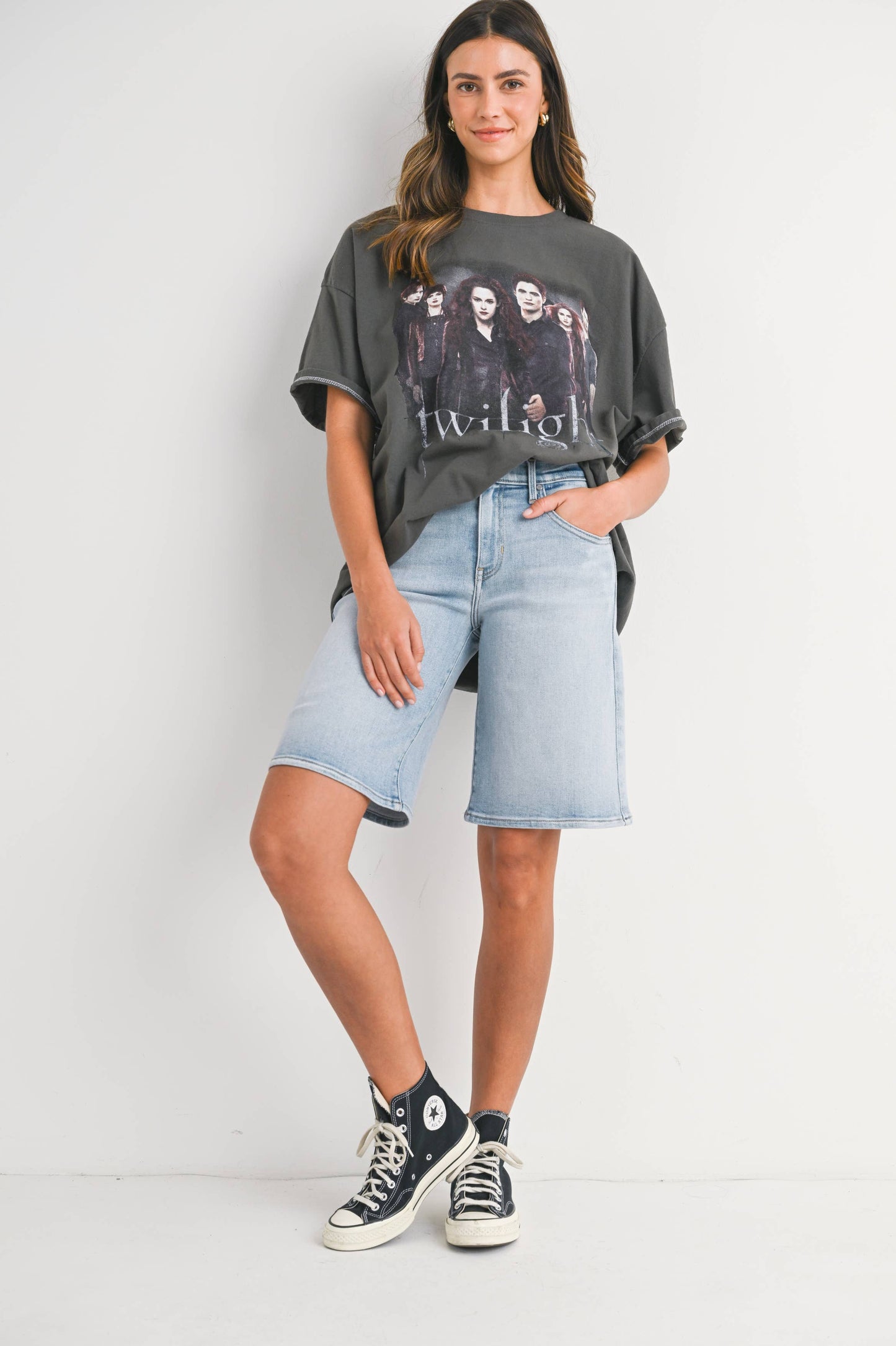 JUST BLACK DENIM - BH492J - LT - Stretch Longer Length Short