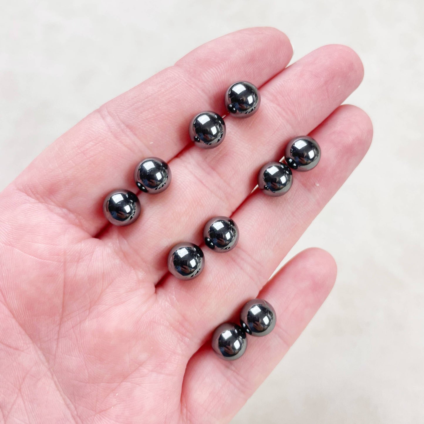Ewelina Pas Jewelry - Silver 8mm Hematite Orb Stud Earrings