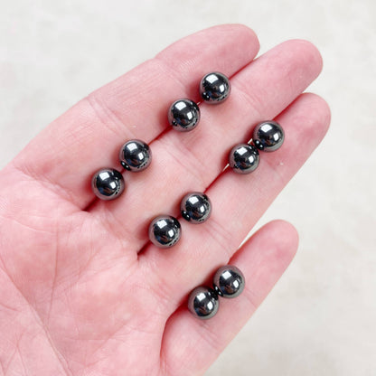 Ewelina Pas Jewelry - Silver 8mm Hematite Orb Stud Earrings