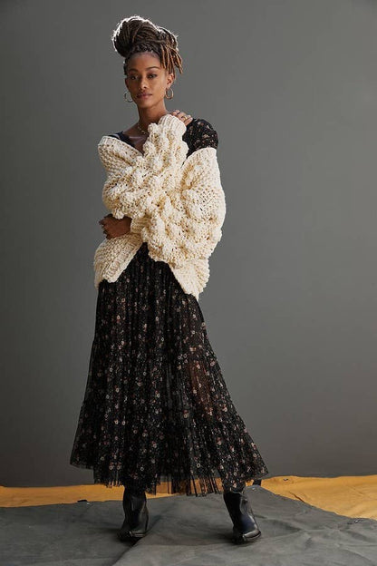 SAACHI - Bauble Sleeve Knit Cardigan Kimono: Pink