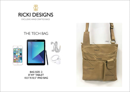 Ricki designs - LEATHER CROSSBODY, I PAD TECH BAG: BLACK